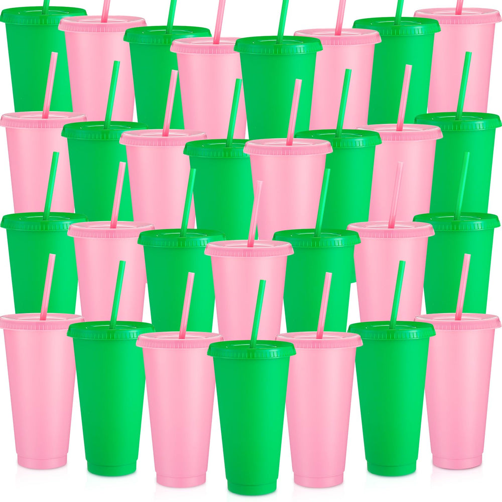 Honeydak 15 Pack Tumbler with Straw and Lid Bulk Cups for Gifts Water Bottle Iced Coffee Travel Mug Cup Reusable Plastic Tumblers for Party Birthdays 24-27 oz (Solid Color)