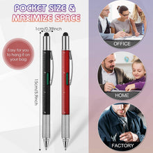 Zonon 36 Pcs 6 in 1 Multi Tool Pen with Ruler Level Gauge Screwdriver Multifunction Touch Screen Multitool Tech Ballpoint Pens and Black Ink Refills for Father's Day Birthday Party Gift