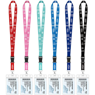 6 Pack Lanyards for Cruise Ship Cards with Waterproof ID Card Badge Holders for Royal Caribbean Cruise Essentials 2026（Ocean）