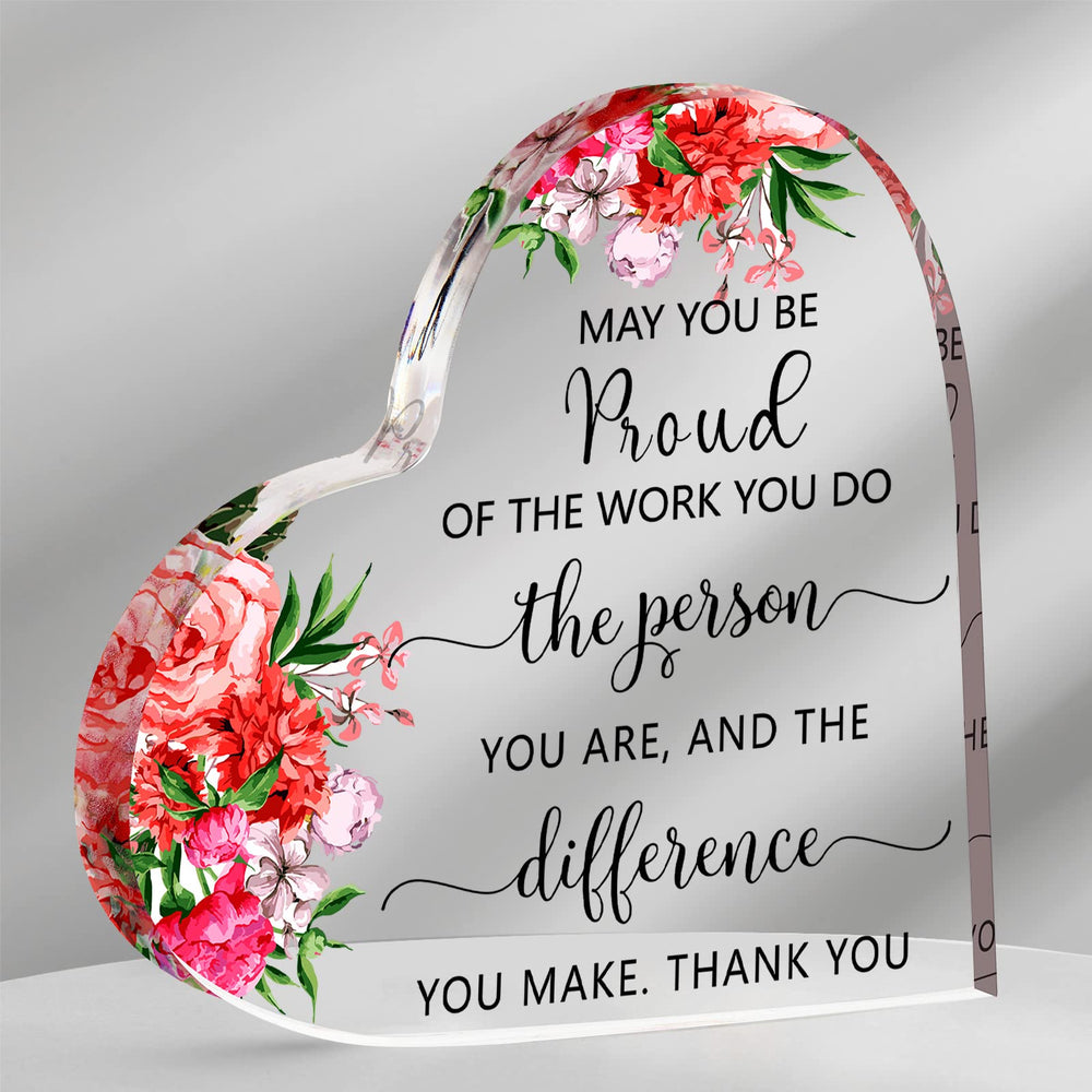 Yookeer Thank You Appreciation Gifts for Coworkers Retirement Gift for Employees Women Men May You Be Proud of The Work Acrylic Plaque Decor for Nurse Friend Boss(Stylish Style)
