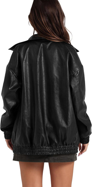 Sampeel Leather Jacket Women Faux Oversized Motorcycle Bomber Coats 2025 Fall Fashion Outfits Winter Clothes