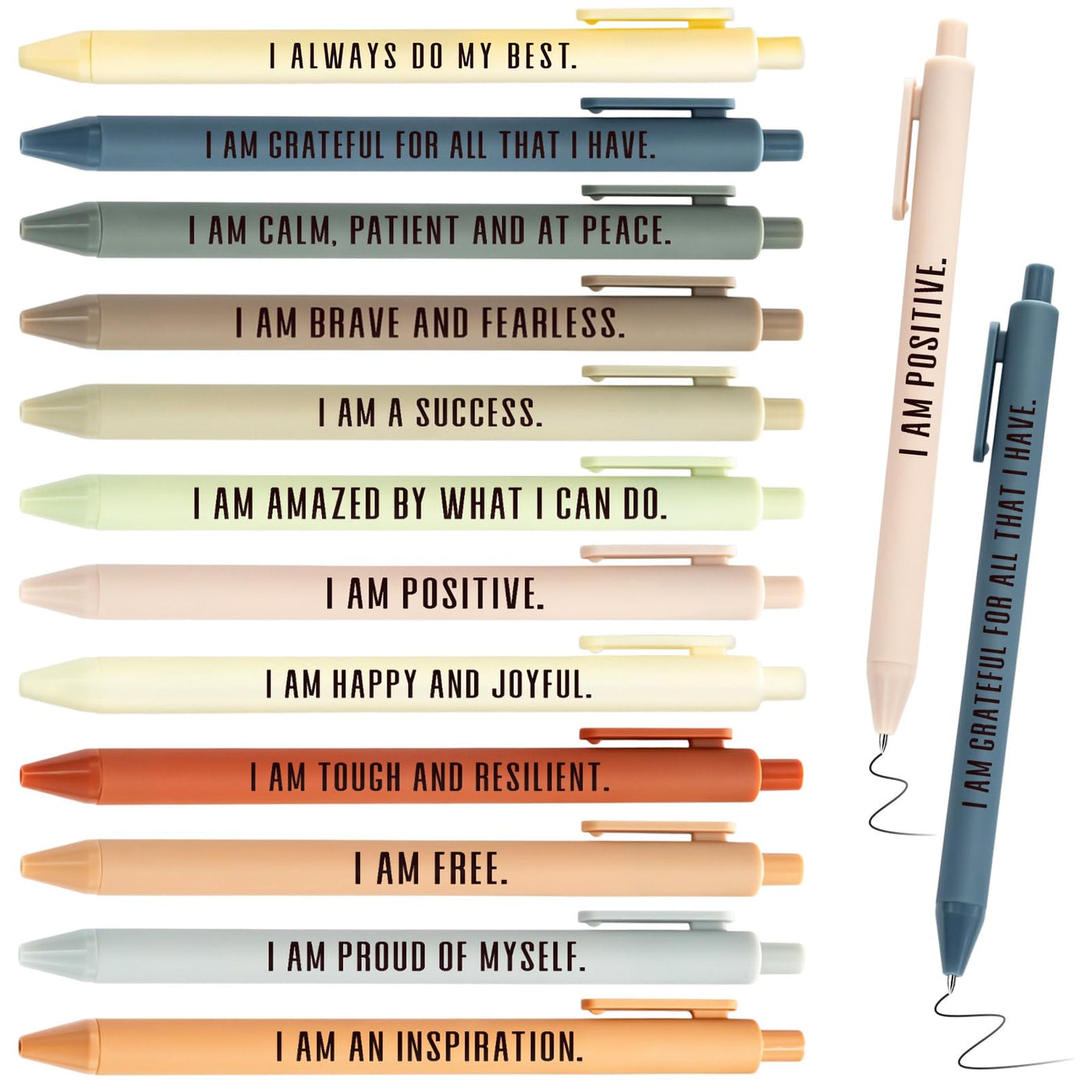 Funrous 48 Pcs Positive Affirmation Pens Bulk Retractable Motivational Ballpoint Pens Inspirational Gift for Staff Teacher Coworker Student Employee Appreciation School Office Home(Color 1)