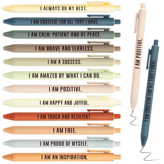 Funrous 48 Pcs Positive Affirmation Pens Bulk Retractable Motivational Ballpoint Pens Inspirational Gift for Staff Teacher Coworker Student Employee Appreciation School Office Home(Color 1)