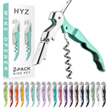 HYZ 2-Pack Wine Opener Waiter Corkscrew, Professional Wine Key for Servers, Bartender with Foil Cutter, Manual Wine Bottle Opener Double Hinged (Pink)