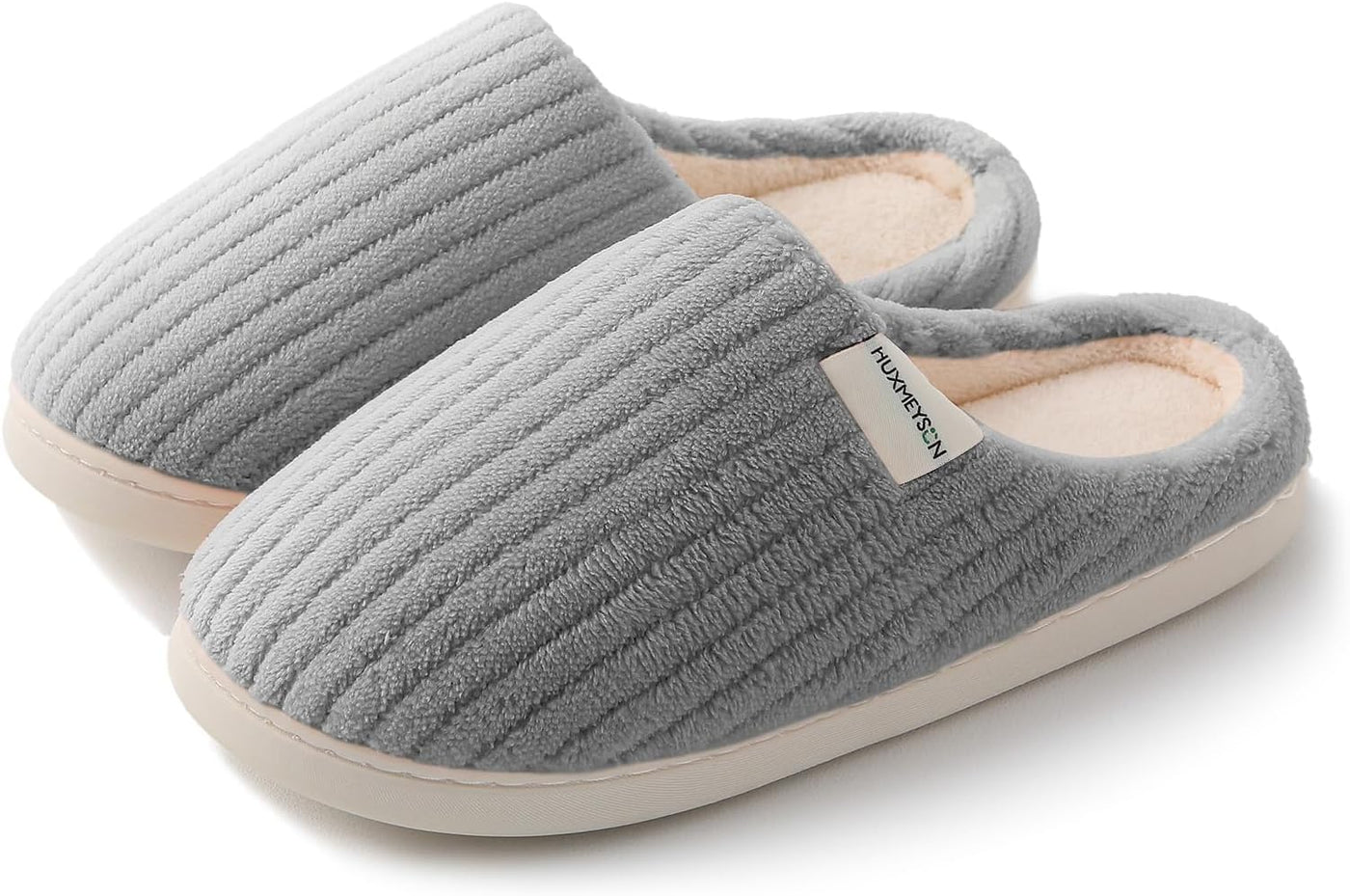 HUXMEYSON Slippers for Women, Warm Memory Foam Comfy House Slippers with Anti-Skid Rubber Sole for Indoor and Outdoor