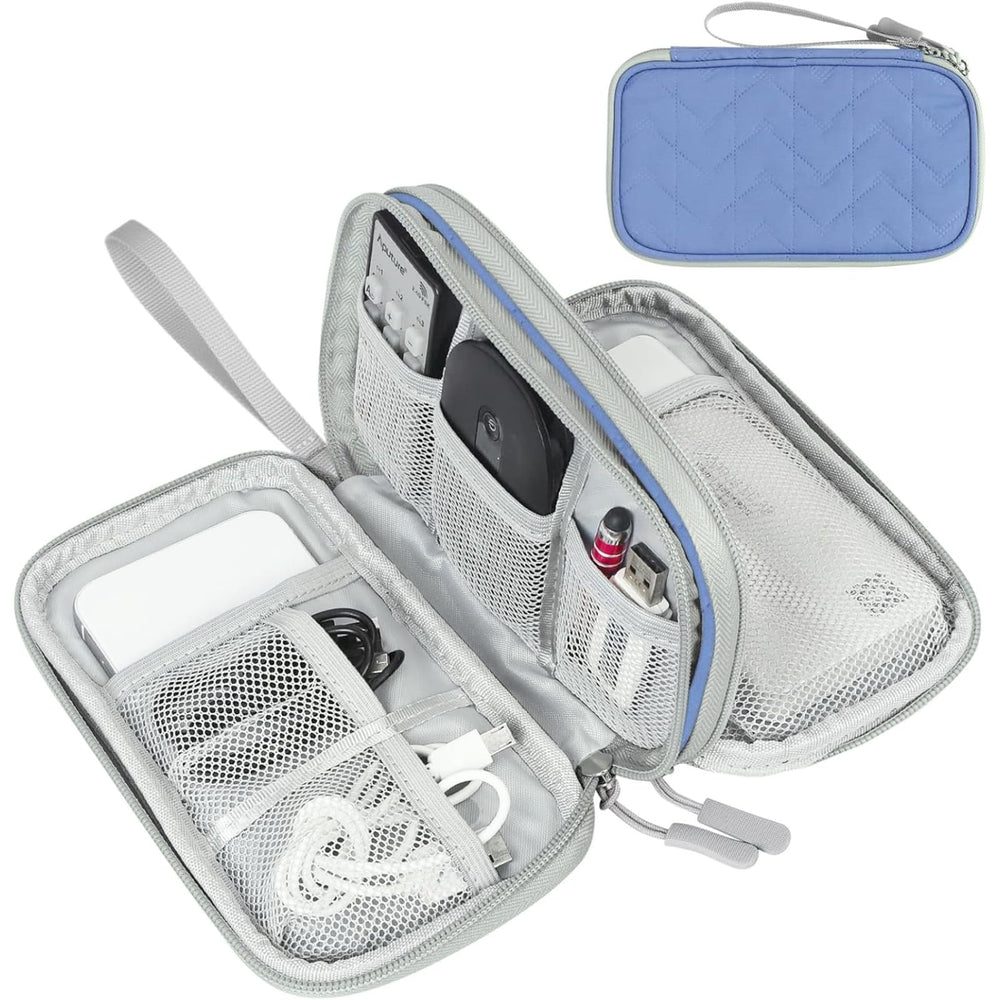 FYY Travel Cable Organizer Pouch Electronic Accessories Carry Case Portable Waterproof Double Layers All-in-One Storage Bag for Cord, Charger, Phone, Earphone Black