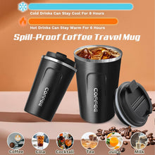 SPLMIFA Travel coffee mugs leak-proof, reusable coffee cups with lids, stainless steel vacuum insulated coffee tumblers, thermal insulation cups for men & women keep drinks hot & cold(2nd-Black, 12OZ)