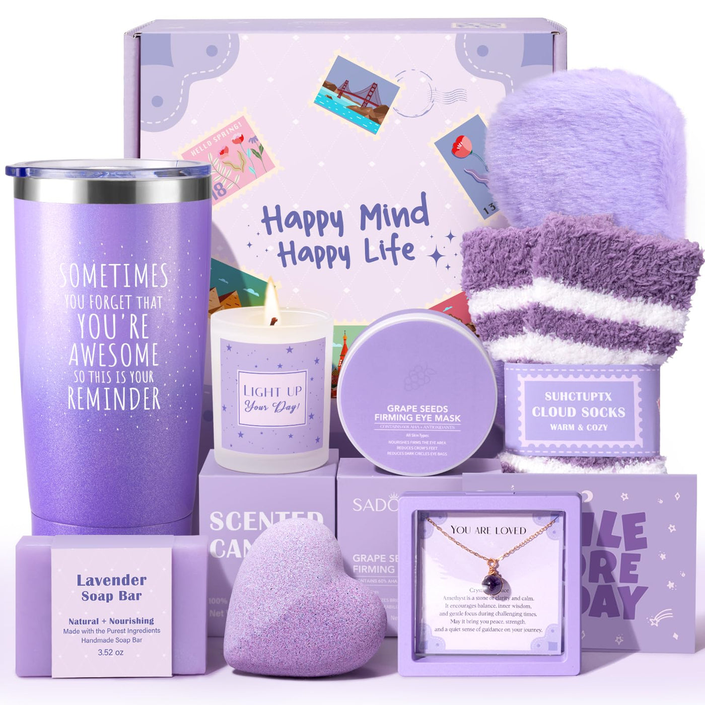 Gift Baskets for Women, 9pcs Unique Happy Birthday Gifts for Women, Thank You Basket Christmas Ideas Box w/Coffee Mug Her Mom Friend Teacher Coworker, Best Employee Appreciation Gifts