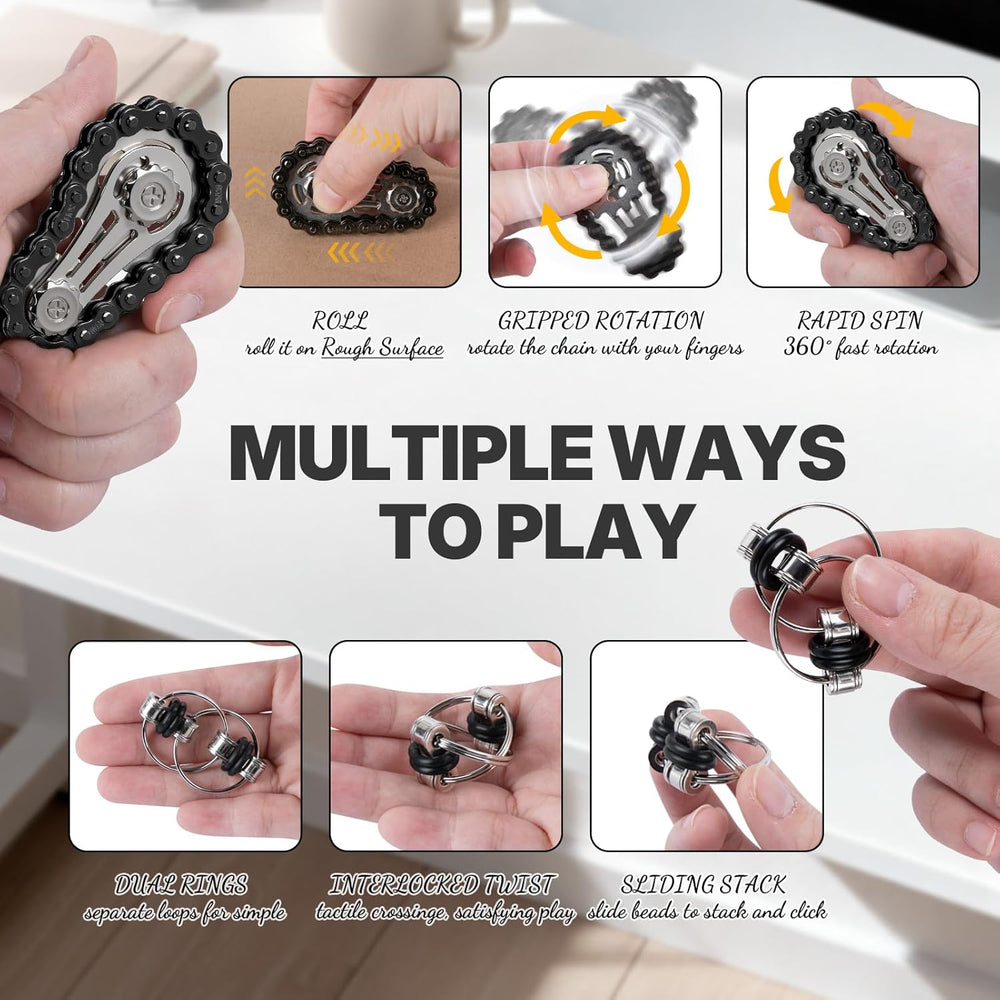 5 Pcs Fidget Toys Adults Metal Fidgets Toy Set Magnetic Spinners Figette Toys for Stress & Anxiety Relief, Office Desk Sensory Toys for Autism ADHD Cool Gadgets Gift for Teen Men Women