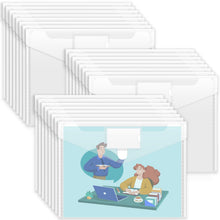 Sooez 10 Pack Plastic Envelopes File Folders, Clear Folder for Document US Letter A4 Size Poly Envelopes with Label Pockets for School Home Work Office Organizer, Clear
