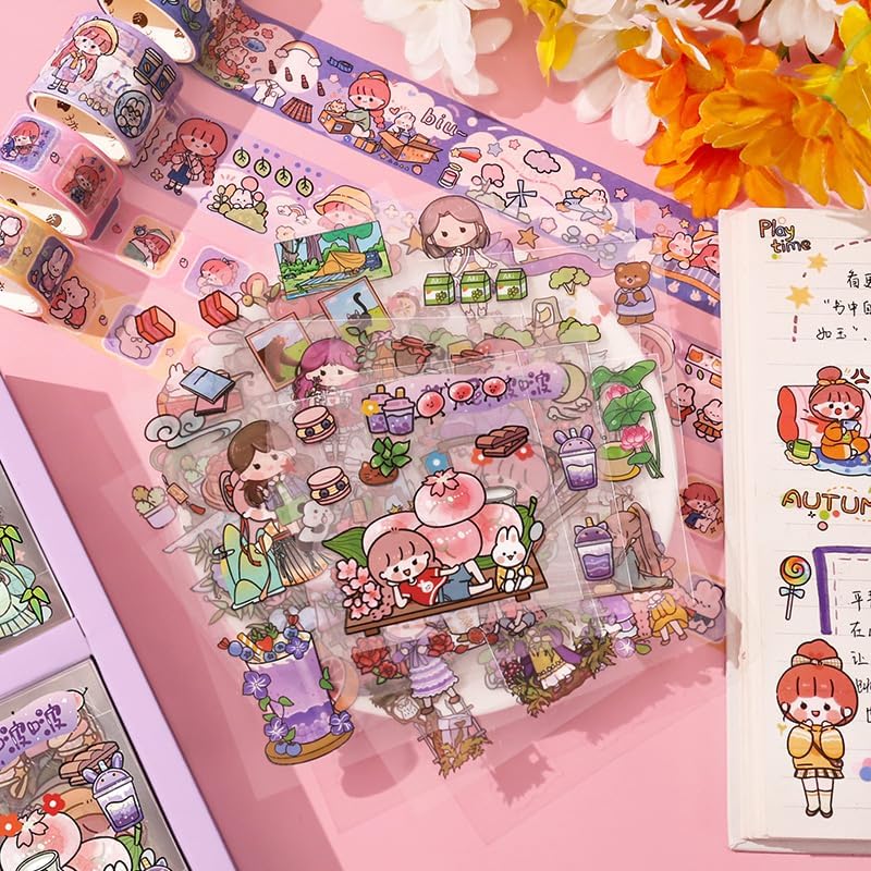 Girls DIY Diary 185 Pcs Diary Set,Toys for Ages 8-13,DIY Stationery Set, Thin Stickers and Little Daily Supplies Birthday Gifts for Girls Fun, Cute Art & Crafts Scrapbook Kits,Purple