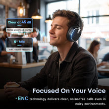 Hybrid Active Noise Cancelling Bluetooth Headphones, Over Ear Wireless Headphones with 120H Playtime, Hi-Res Audio, Deep Bass, Memory Foam Ear Cups for Home Office Travel