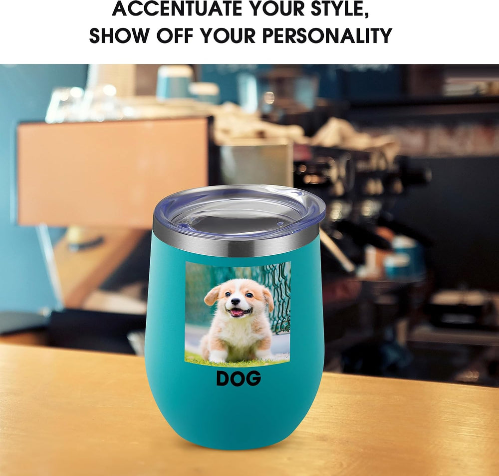 Personalized Wine Tumbler Glasses Print in USA Stainless Steel Travel Customized Coffee Cup with Lid & Straw Double Wall Insulated Mug with Colorful Text Logo Photo