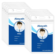 ABEYATH 10 Pack Extra Thick ID Card Name Badge Holder Heavy Duty Waterproof Clear Plastic PVC Vertical Sleeve Pocket Resealable