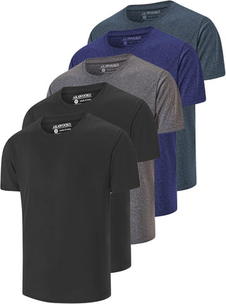 5 Pack Men's Dry Fit T Shirts Athletic Running Gym Workout Short Sleeve Tee Shirts for Men