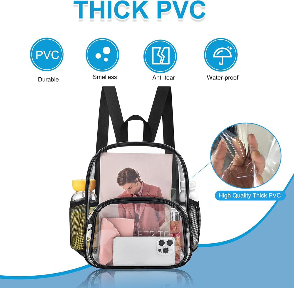 Busiuw Clear Backpack for Stadium Events Stadium Approved Clear Backpack 12x12x6 with Front Pocket for Concert Sport Fashion Women Backpack Events Work Travel