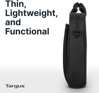 Targus 15-16 Inch Slim Lightweight Laptop Briefcase, Black - Messenger and Shoulder Bag with Padded Compartment and Trolley Strap for 16" Laptops (TCT027US)