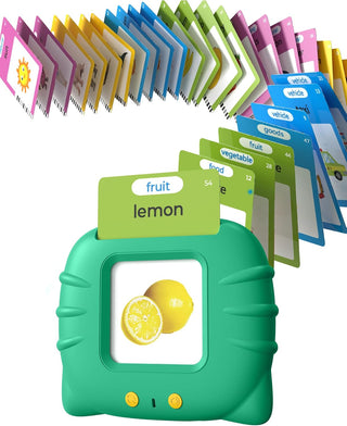 Talking Flash Cards for Toddlers 1 2 3 4 Year Olds, Montessori Language Learning with 224 Words, Pocket Speech Therapy Playthings, Children's Sensory Educational Device, Green