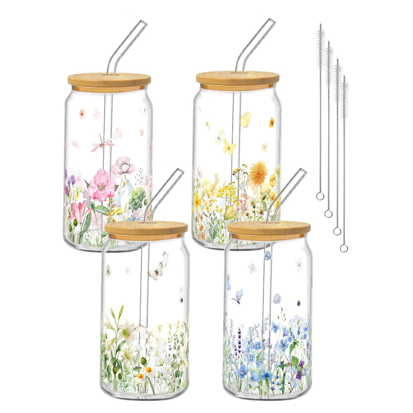 6Pcs Thank You Gifts Glass Cups with Lids and Straws 16oz Employee Appreciation Drinking Glasses Cups Thank You Iced Coffee Cup Tumbler Gifts for Employee Staff Coworkers Teachers Nurse