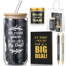 Thenshop 6 Pcs Welcome to the Team Gifts Bulk for New Employee Inspirational Glass Tumbler Notebook Pens Scented Candle with PVC Bag Employee Appreciation Gift Set for New Coworker Office (Sage Green)