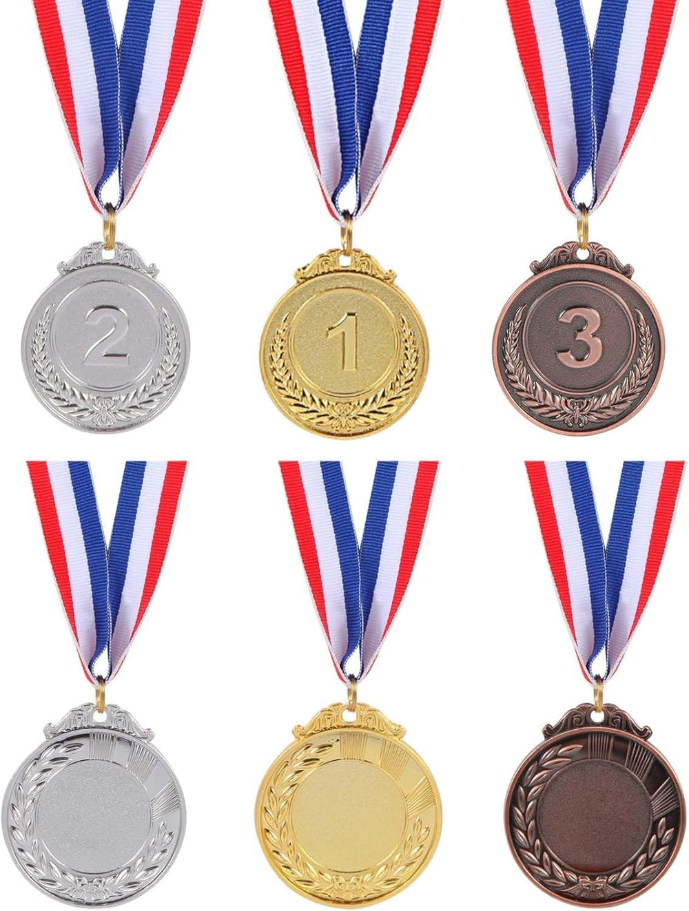 12 Pieces Gold Silver Bronze Metal Award Medals - 1st 2nd 3rd Place Winner Prizes for Sports, Competitions, Party Favors & Decorations, Olympic Style, 2 Inches ﻿