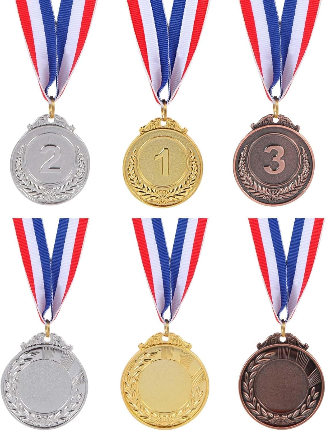 12 Pieces Gold Silver Bronze Metal Award Medals - 1st 2nd 3rd Place Winner Prizes for Sports, Competitions, Party Favors & Decorations, Olympic Style, 2 Inches ﻿