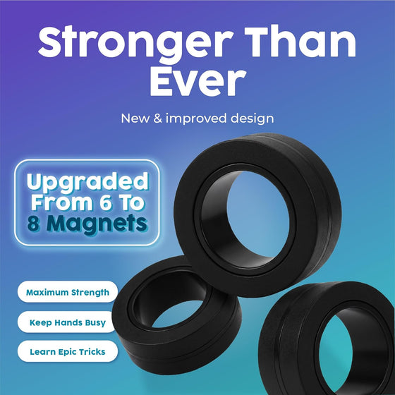 BUNMO Magnetic Fidget Rings – Fidget Toys Adults, Cool Fidgets for Teens, Quiet Fidget Toys, Maximum Strength 8 N50 Magnets, Endless Tricks, Teen Gifts, Fidgets for Kids 8-12, Adult Fidget Toys, Black - hover image