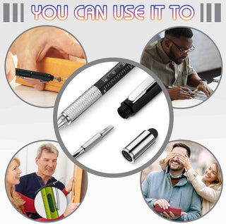 Zonon 36 Pcs 6 in 1 Multi Tool Pen with Ruler Level Gauge Screwdriver Multifunction Touch Screen Multitool Tech Ballpoint Pens and Black Ink Refills for Father's Day Birthday Party Gift