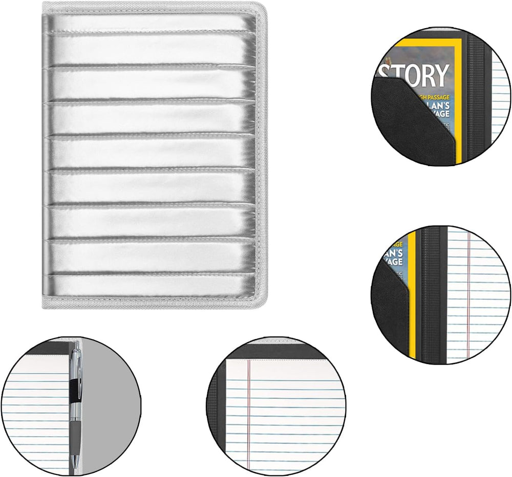Padfolio/Portfolio Binder, Mini Padfolio Portfolio Binder 5 x 8 Legal Writing Pad, A5 Document Organizer Folder for Men Women,Silver