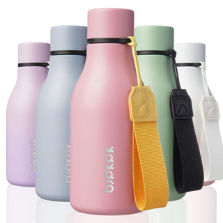 BJPKPK Insulated Water Bottles, 18 oz Stainless Steel Metal Water Bottle with Strap, BPA Free Leak Proof Jugs, Mugs, Flasks, Reusable Thermal Flasks for Sports & Travel, Orange