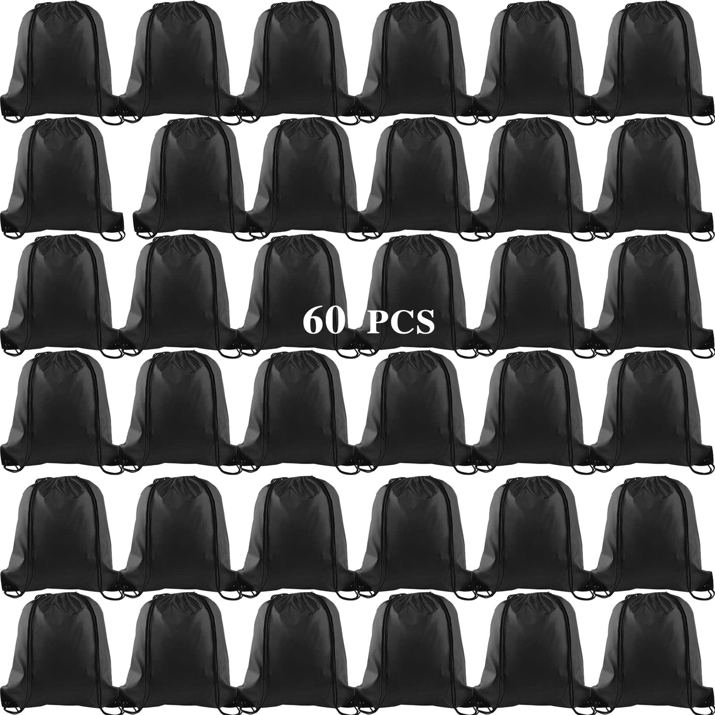 KUUQA 2 Pcs Drawstring Backpack Bags Sports Cinch Sack String Backpack Storage Bags for School Gym Traveling (Black)