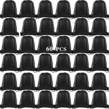KUUQA 2 Pcs Drawstring Backpack Bags Sports Cinch Sack String Backpack Storage Bags for School Gym Traveling (Black)