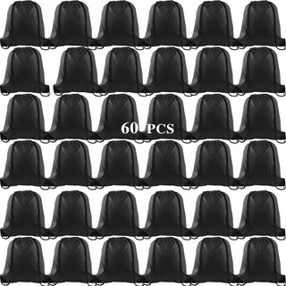 KUUQA 2 Pcs Drawstring Backpack Bags Sports Cinch Sack String Backpack Storage Bags for School Gym Traveling (Black)