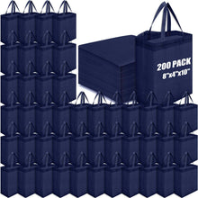Windyun 50 Pcs Reusable Tote Bag Bulk 8 x 4 x 10 Inch Non Woven Shopping Bag with Handle Reusable Portable Grocery Gift Tote (Black)