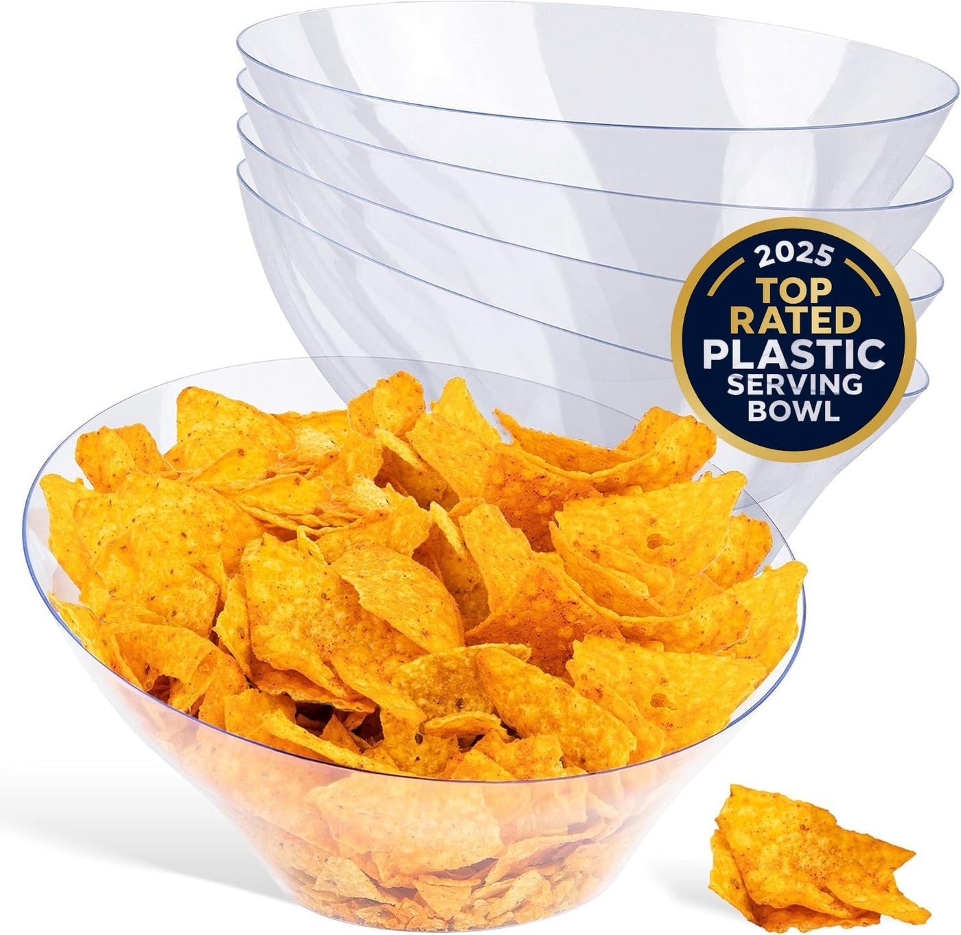 20oz Clear Plastic Serving Bowls (4 Pack) Medium Disposable Candy Dishes, Buffet Containers, Chips, Popcorn, Snacks, Mints, Salad Bar, Snack Bowl, Parties, Office Desk, Bridal Shower, Party Supplies