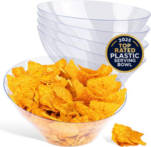 20oz Clear Plastic Serving Bowls (4 Pack) Medium Disposable Candy Dishes, Buffet Containers, Chips, Popcorn, Snacks, Mints, Salad Bar, Snack Bowl, Parties, Office Desk, Bridal Shower, Party Supplies