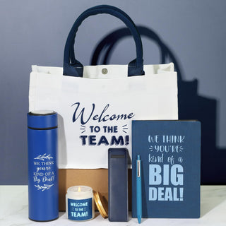 Thenshop 6 Pcs Welcome to the Team Gift Set, New Employee Welcome Gifts Including Tote Bag, Notebook, Pen, Scented Candle, Tumbler, and Pen Cover for Men Women New Employees, Coworkers(Black)