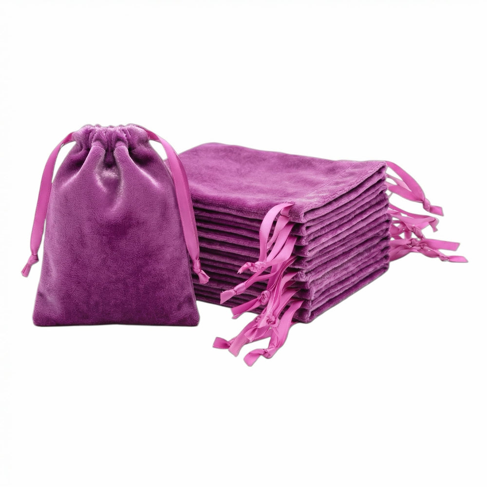 QIANF 12pcs Light Champagne Velvet Drawstring Bags 4x6 inches Glossy Small Velvet Cloth Gift Bags Jewelry Pouches for Storage Wedding Party Favor Christmas