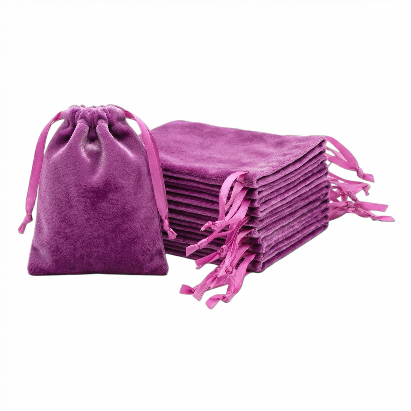 QIANF 12pcs Light Champagne Velvet Drawstring Bags 4x6 inches Glossy Small Velvet Cloth Gift Bags Jewelry Pouches for Storage Wedding Party Favor Christmas