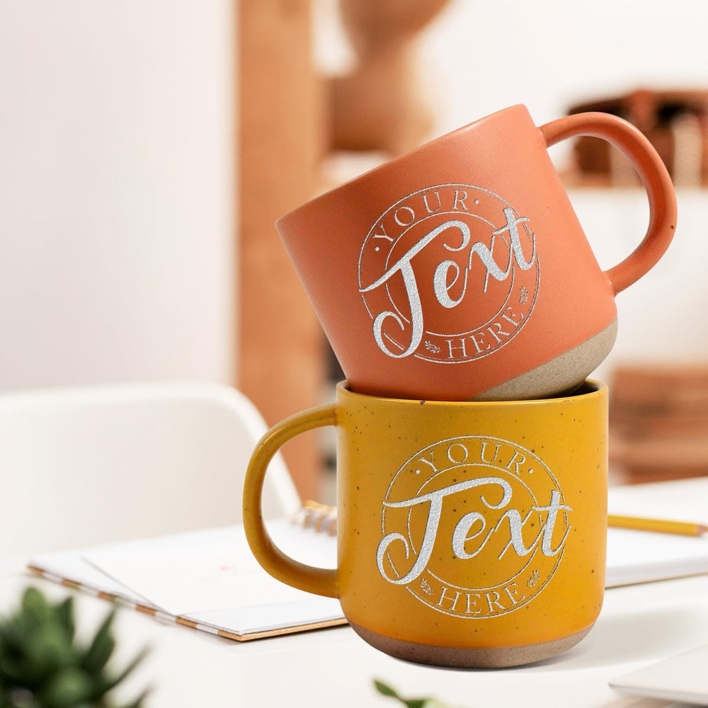 Custom Logo Pottery Mug - Personalized Business or Company Branding Coffee Cup - Professional Design Office Gift for Teams