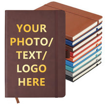 Customizable Personalized Notebook | Custom Logo, Text & Image A5 Journal Notebook | 200 Lined Pages 8.5" x 5.8" | Daily Writing Journal for Office, Students & Gift Giving, Black