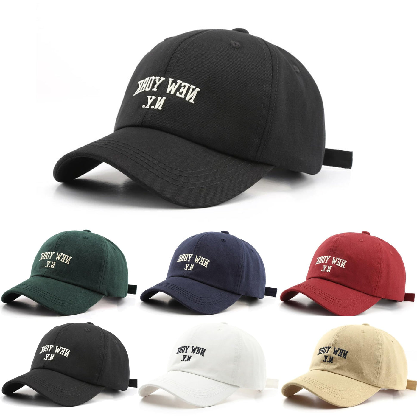 6Pack Unisex Vintage Washed Cotton Baseball Cap Soft Unconstructed Plain Blank Adjustable Size Dad Hat