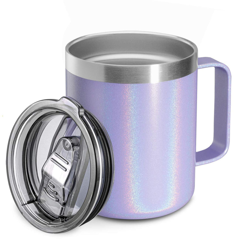 12oz Stainless Steel Insulated Coffee Mug with Handle, Double Wall Vacuum Travel Mug, Tumbler Cup with Sliding Lid, Navy