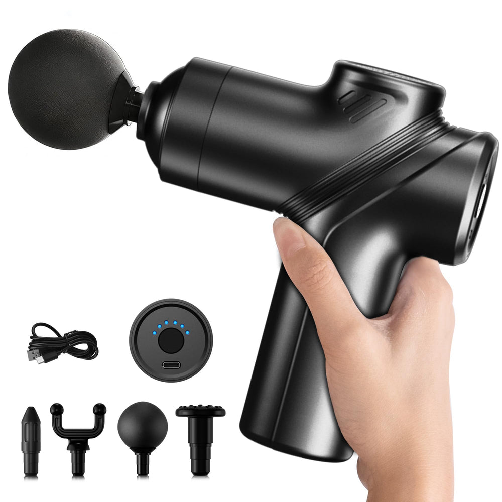 LEERCON Massage Gun Deep Tissue, Silent Motor and Portable Massage Gun with 4 Interchangeable Heads for Deep Muscle Relief and Relaxation, Relax Gift
