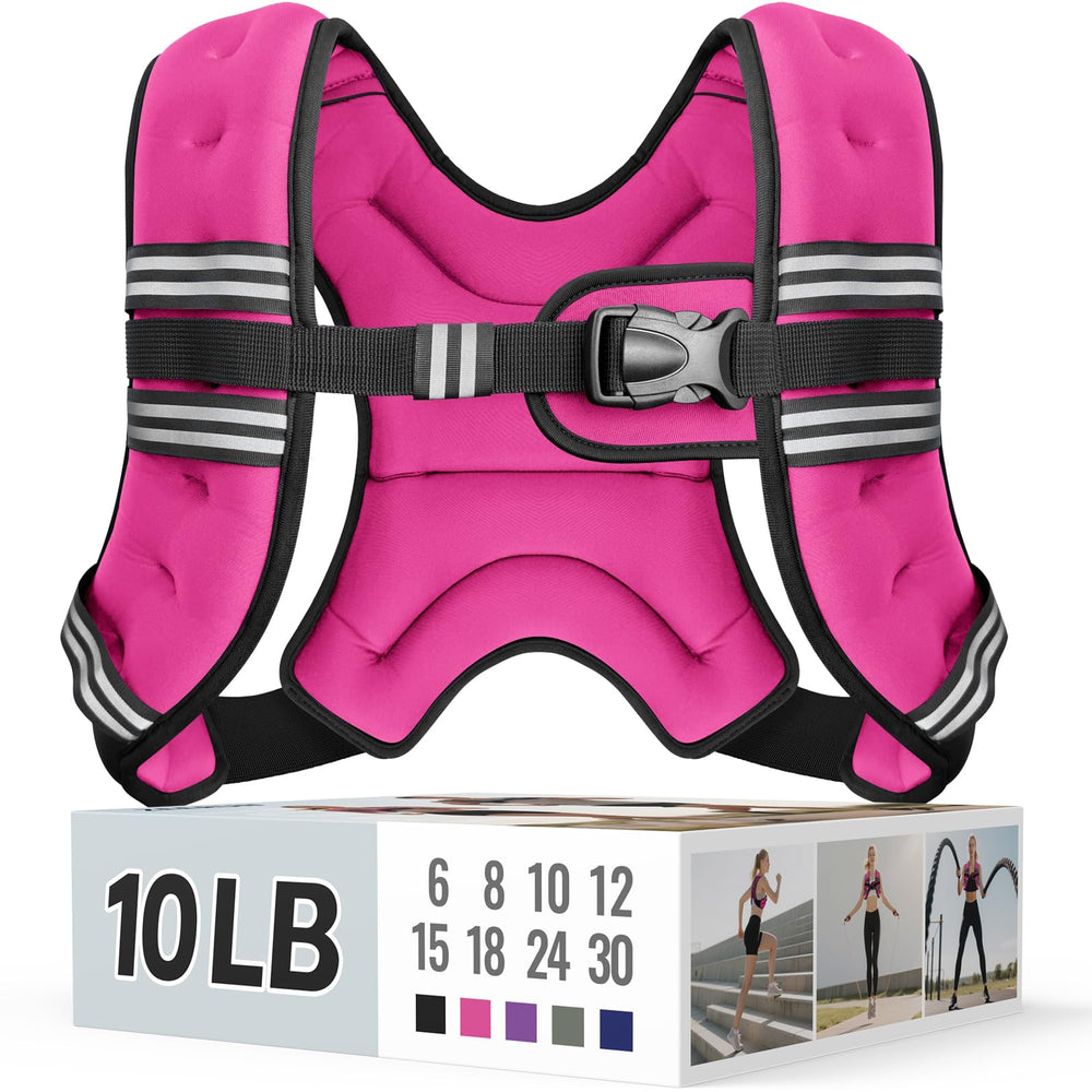 Zeerun Weighted Vest, 6lb/8lb/10lb/12lb/15lb/18lb/20lb/24lb/30lb for Men Women, Reflective Stripe Adjustable Buckle, Comfortable Durable Rucking Vest for Walking Running Strength Training