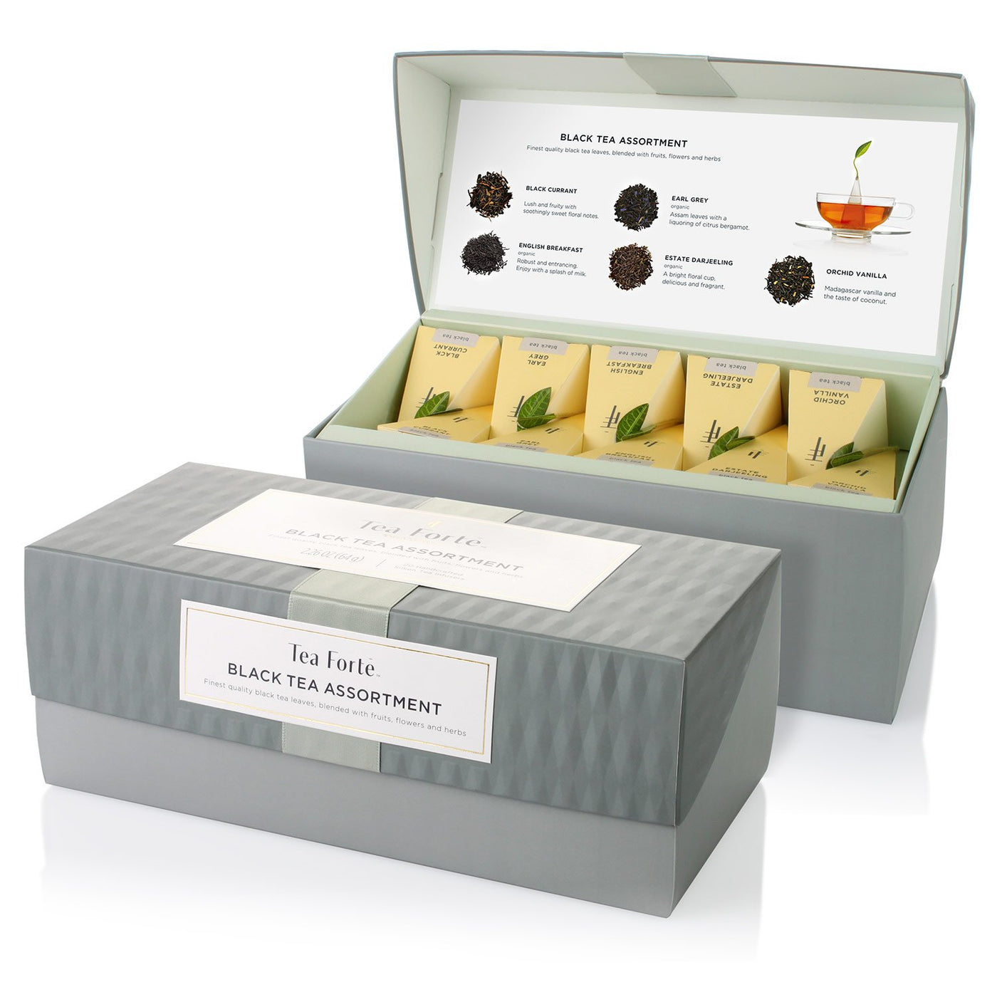 Tea Forte Premium Presentation Box Gift Set Sampler, 20 Count, Assorted Blends Individually Wrapped Handcrafted Pyramid Infuser Bags, Herbal Retreat Tea