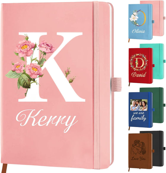 Personalized Journal Notebook with Initials Name Custom Journaling Notebook for Women Daughter Customized College Ruled Notebooks Lined Journals Gift for Mothers Day Mom Her Birthday Graduation