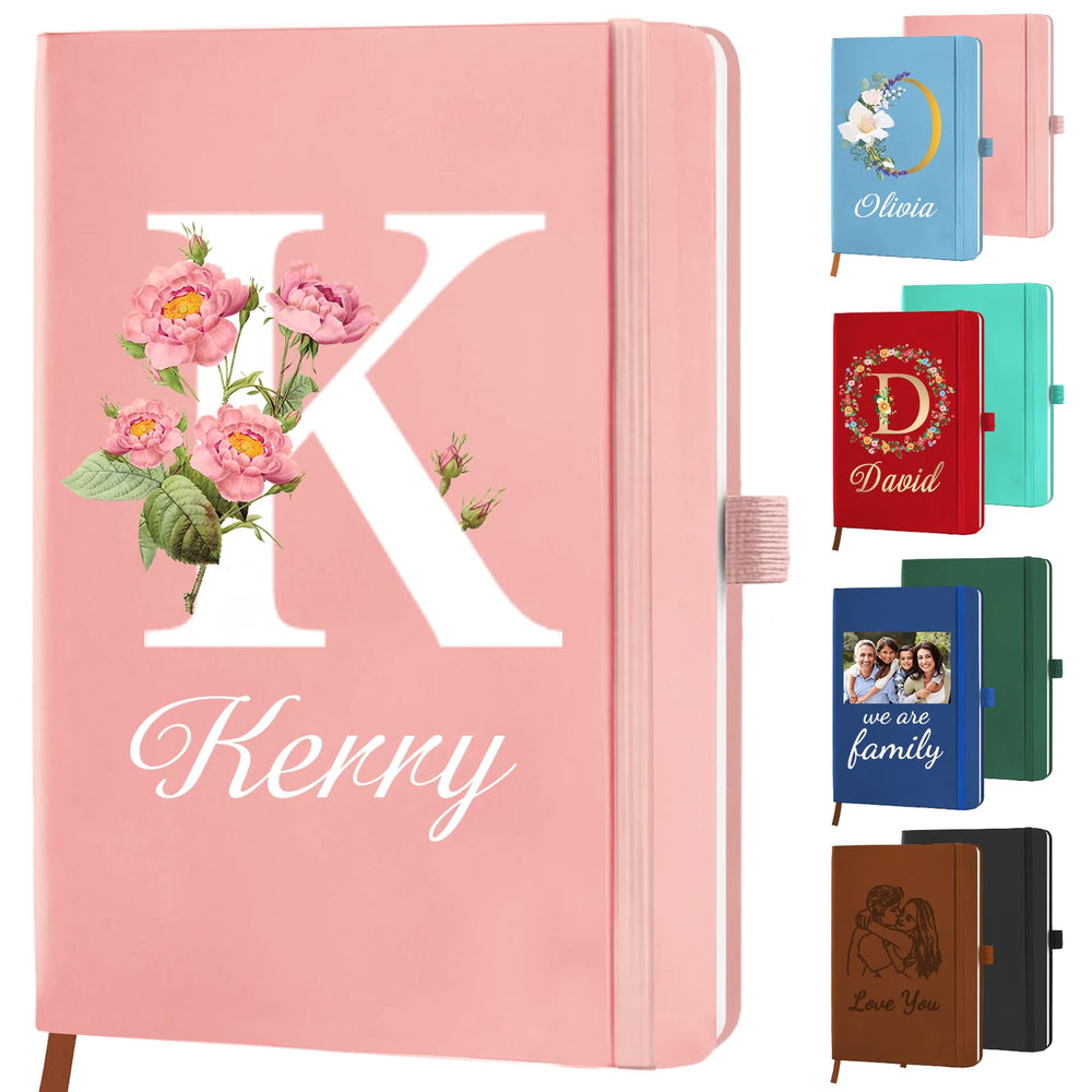 STREADVE Personalized Journal Notebook with Logo Photo Custom Journaling Notebook for Women Men College Ruled Notebooks Design Leather Lined Journals Gift for Work School Business Church