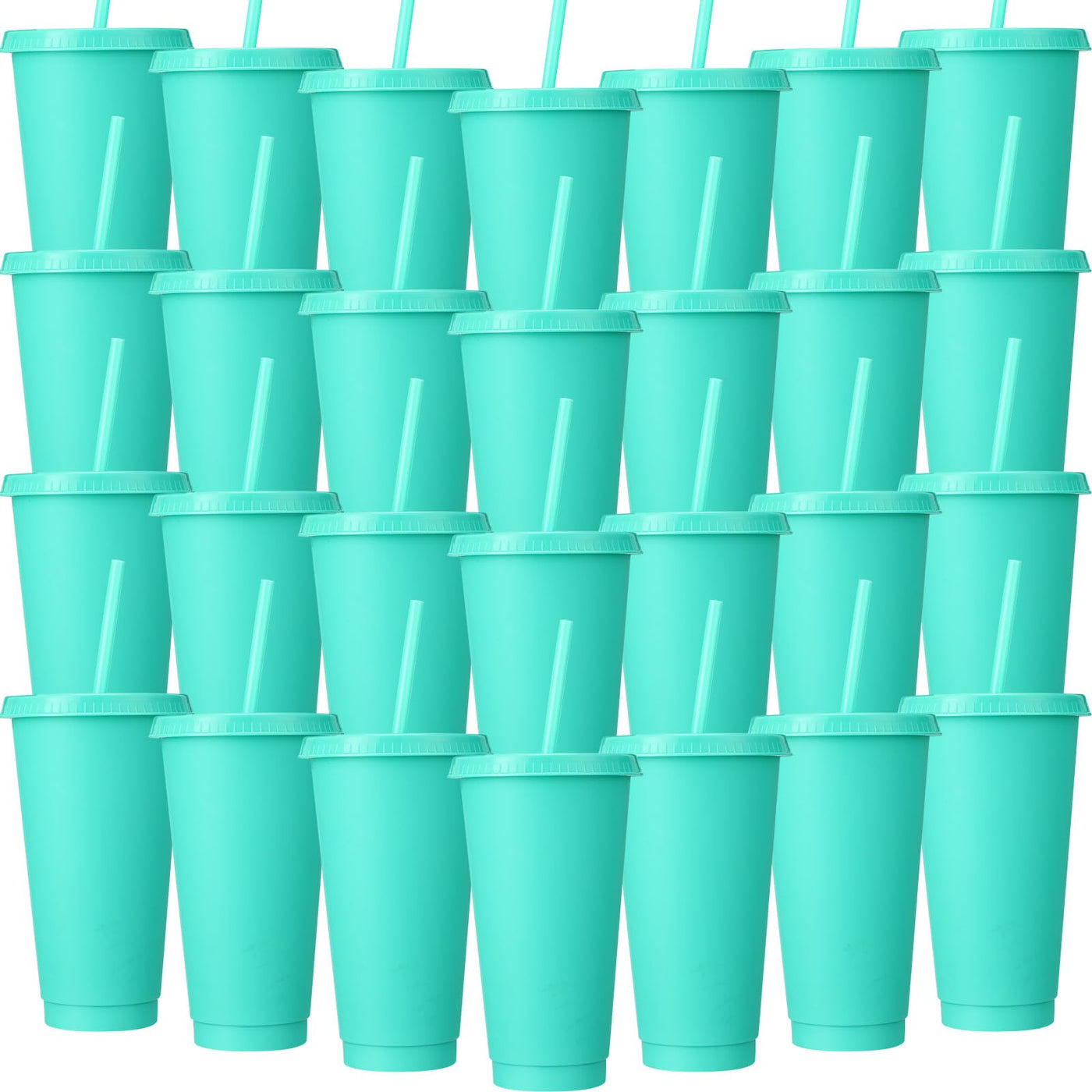 Honeydak 15 Pack Tumbler with Straw and Lid Bulk Cups for Gifts Water Bottle Iced Coffee Travel Mug Cup Reusable Plastic Tumblers for Party Birthdays 24-27 oz (Solid Color)