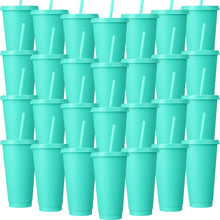 Honeydak 15 Pack Tumbler with Straw and Lid Bulk Cups for Gifts Water Bottle Iced Coffee Travel Mug Cup Reusable Plastic Tumblers for Party Birthdays 24-27 oz (Solid Color)